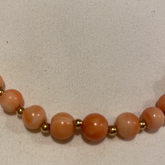 🎈VINTAGE 14K PEACH PEARL NECKLACE🎈8” Drop🎈 - Picture 2 of 4